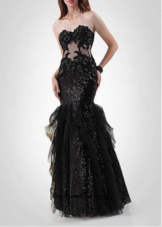 Amazing Sequin Lace & Tulle & Satin Mermaid Strapless Sweetheart ...