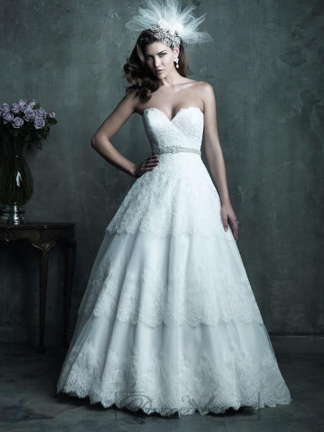 Strapless Sweetheart Lace Layered Ball Gown Wedding Dresses #2197470 ...