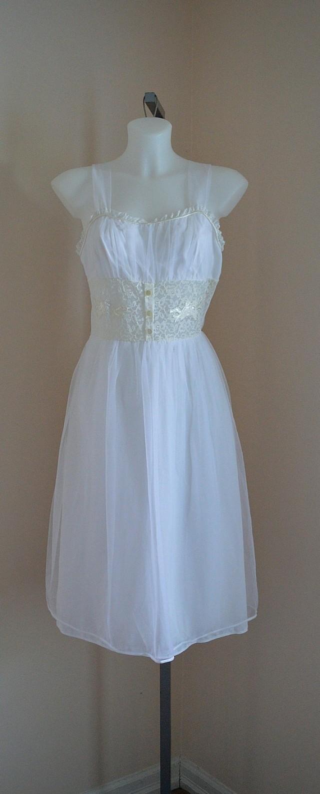 Vintage 1950s White Chiffon Nightgown, Beauty Form, 1950s Nightgown ...