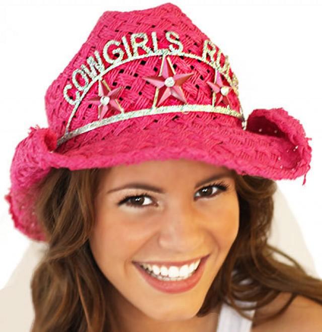 CLOSEOUT- Cowgirls Rule Country Western Bride Hat - Western Pink Straw ...