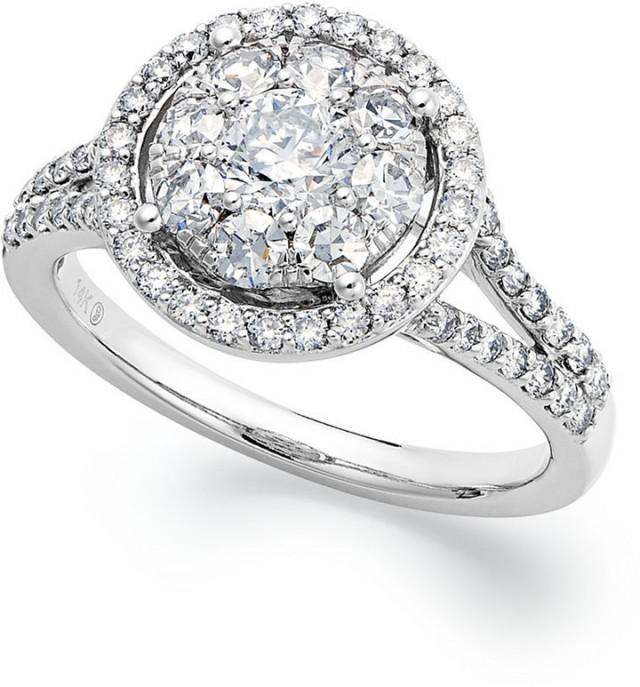 Prestige Unity Circular Diamond Engagement Ring In 14k White Gold (1-1/ ...