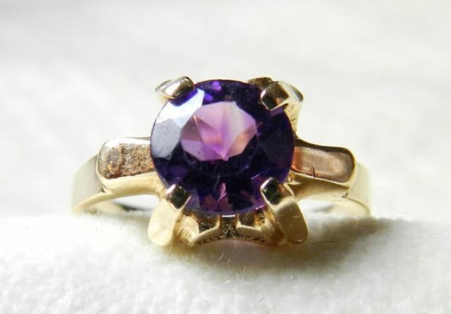 Engagement Ring Amethyst Art Deco Ring, 1.5 Ct Amethyst Engagement Ring ...