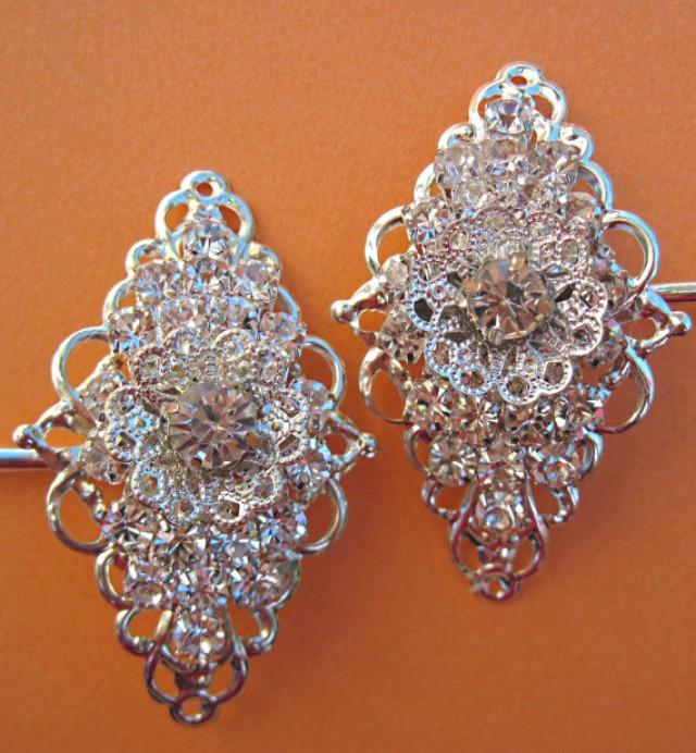 Crystal Bobby Pins Wedding Hair Pins Bridal Accessory Silver Rhinestone ...