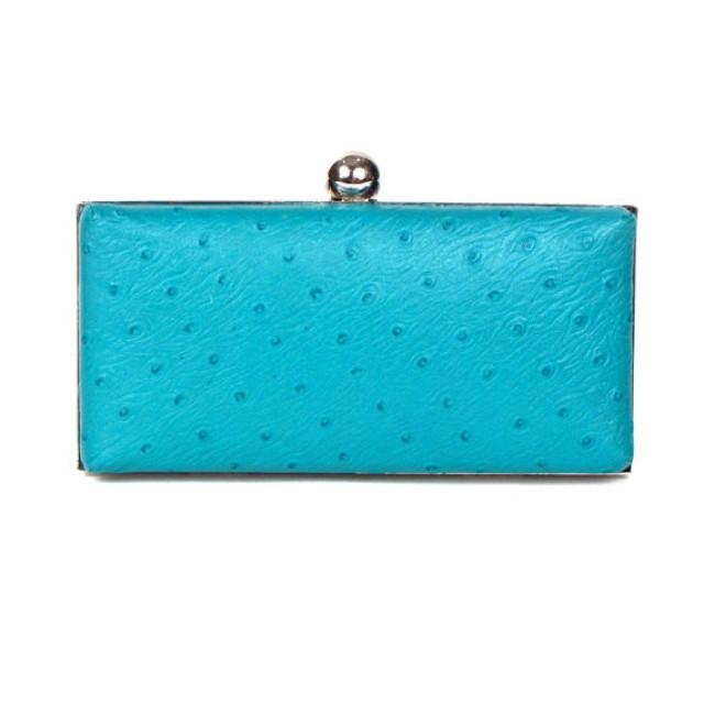 Turquoise Ostrich Embossed Leather Clutch - Blue Leather Clutch - Blue ...