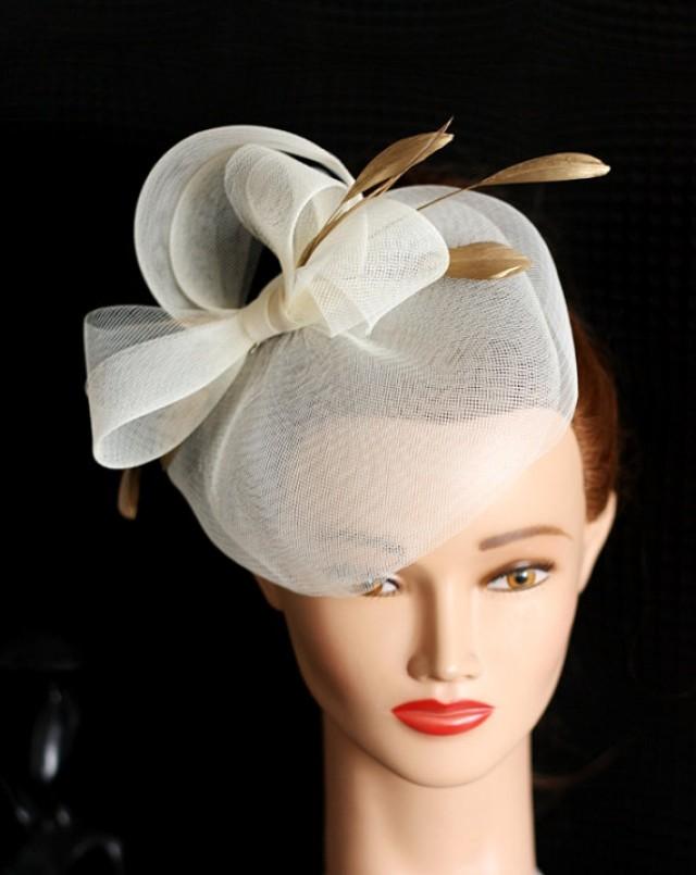 Wedding Hat, Couture Bridal Hat. Ivory Bridal Hat, Wedding Birdcage ...