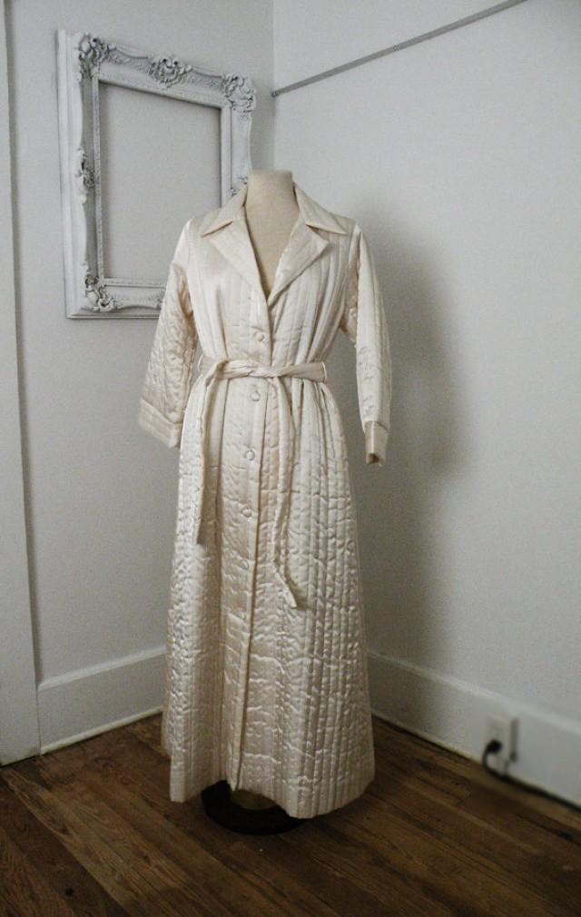 Ivory Quilted Vintage Wedding Bridal Robe Women Sz Small #2235761 ...