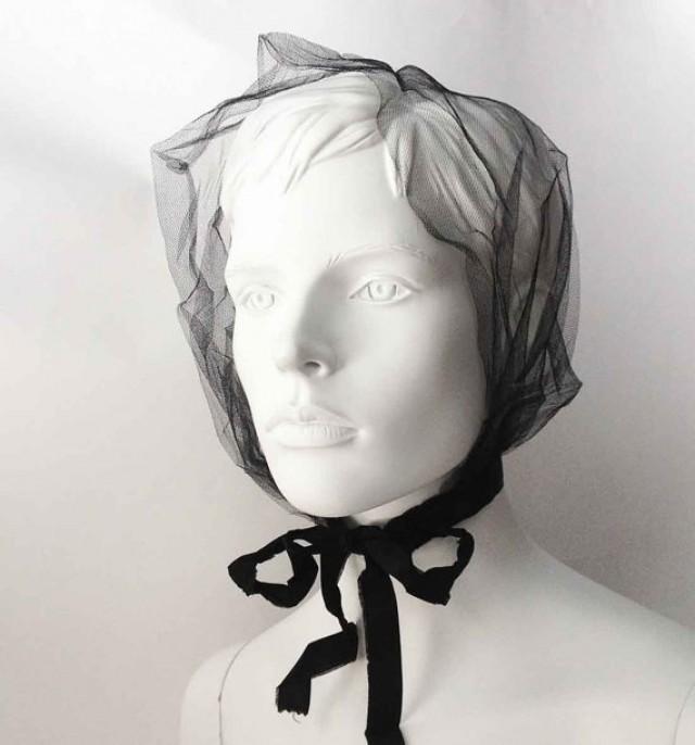 The Tess Tulle Black Victorian Hair Net Or Gothic Wedding Veil: Vintage ...