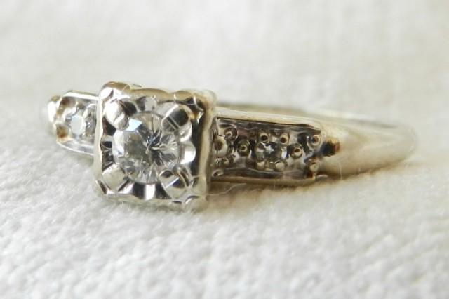 Antique Engagement Ring, Quarter Carat Diamond Art Deco Engagement Ring ...