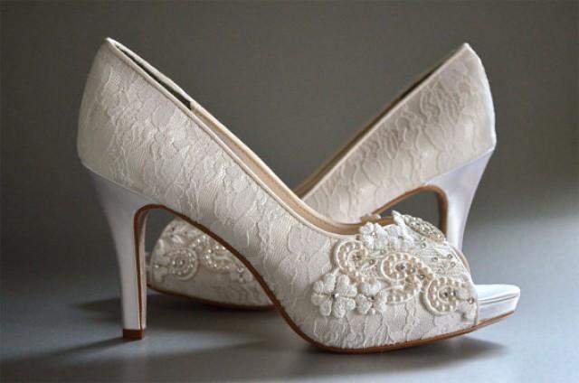 Lace Wedding Shoes - Custom Colors 120 Choices - Vintage Wedding Lace ...