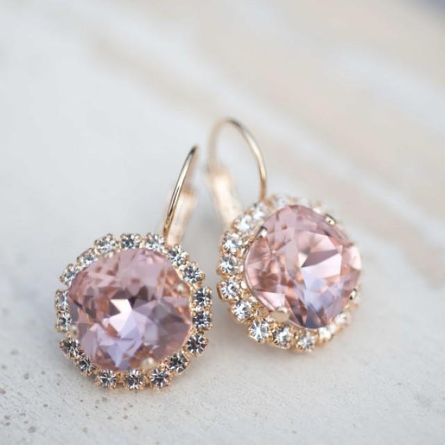 Bridal Earrings Wedding Jewelry Vintage Rose Pink Dangle Vintage ...