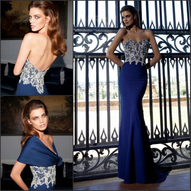 High Quality Evening Dresses 2015 Tarik Ediz Heavy Beaded Blue ...