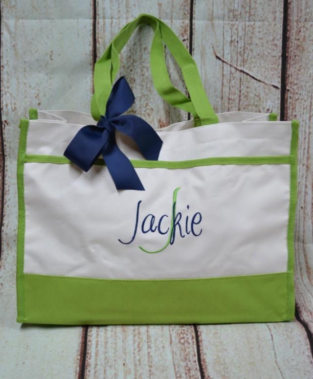 Monogrammed Tote Bag (Set Of 7)- Bridesmaid Gift- Personalized ...