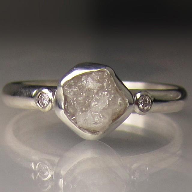 Raw White Diamond Engagement Ring Recycled Palladium Sterling Raw White Diamond Engagement Ring Recycled Palladium Sterling Silver Rough Uncut Conflict Free 2244433 Weddbook