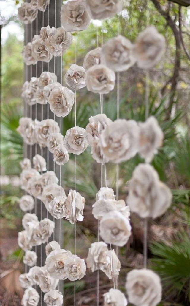 Curtain Of 12 Garlands Paper Flowers Roses Garland Backdrop From