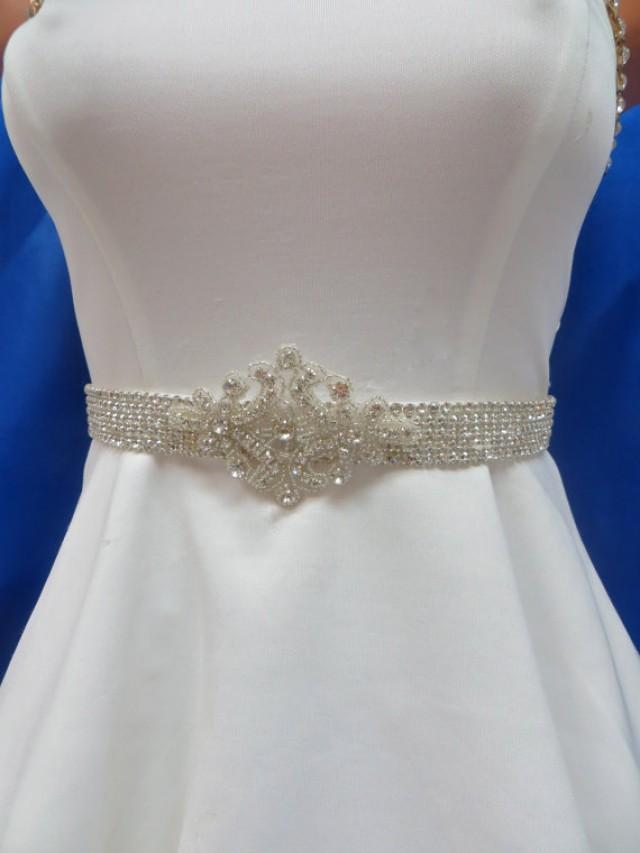 Rhinestone Crystal Sash, Beaded Bridal Belt, Wedding Gown Accessory ...