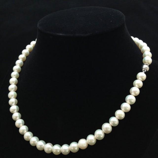 16 Inches Genuine Pearl Necklace, AA Pearl Necklace, Genuine Pearl ...