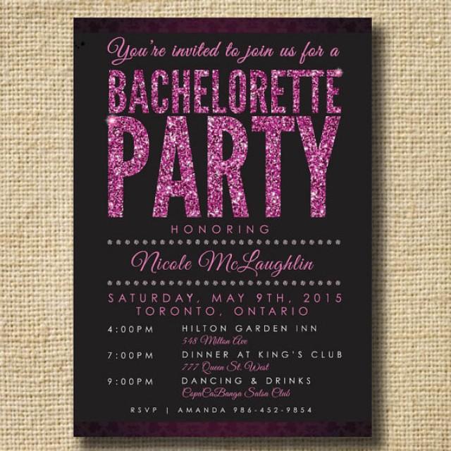 Bachelorette Party Invite, Stagette Party Invite, Glitter Bachelorette ...