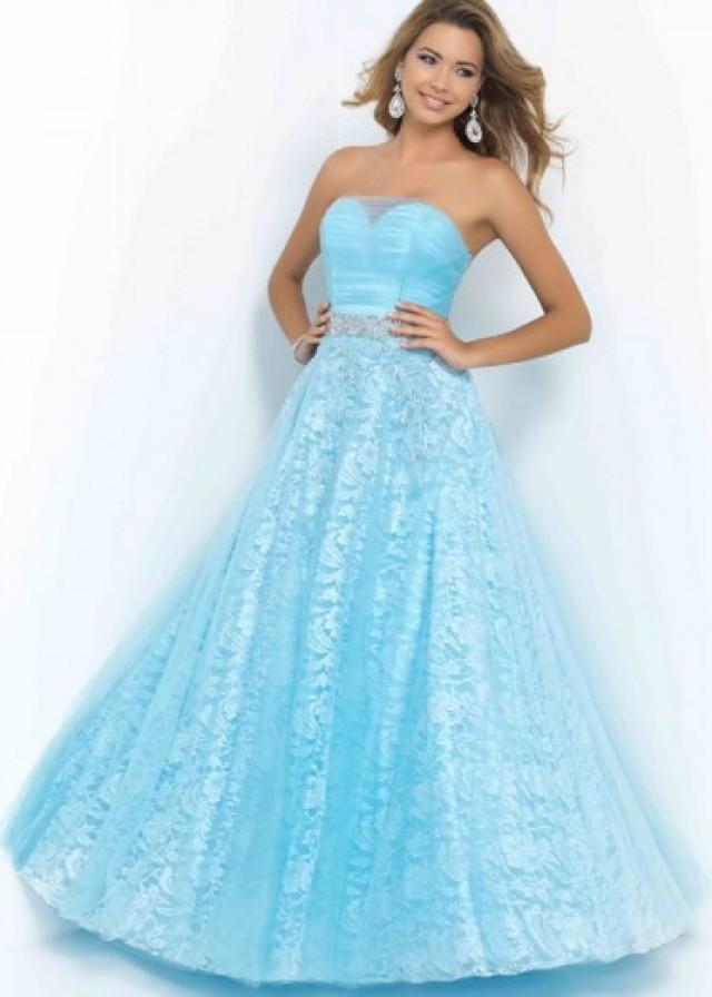 Fashion Cheap Strapless Sheer Sweetheart Beaded Ruched Powder Blue Pro ...
