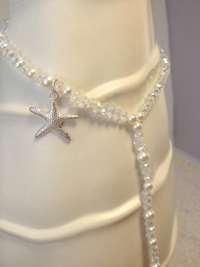 Starfish And Pearl Barefoot Beach Wedding Sandal - Crystal, Pearl ...