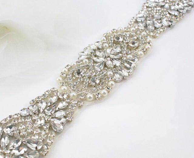 JULIANNA - Vintage Inspired Crystal And Pearl Bridal Sash, Rhinestone ...