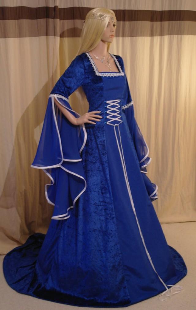 Medieval Handfasting Dress Wedding Renaissance Royal Blue Custom Made ...