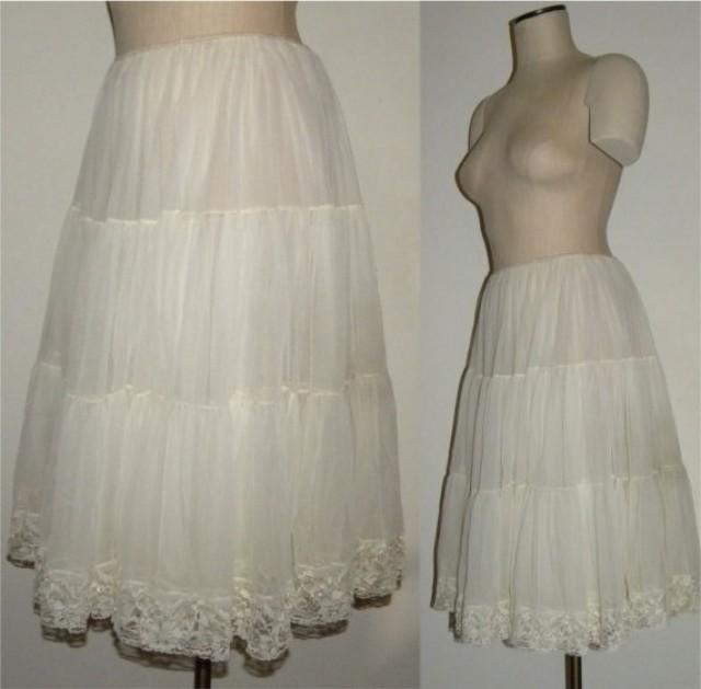 1960s 60s Crinoline / Skirt / Ivory / Off White / LACE / Rockabilly ...