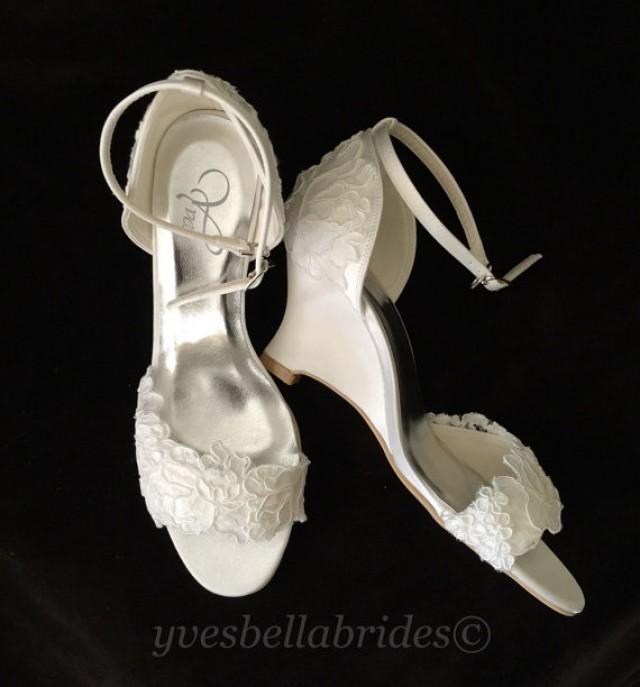 BELLA - Lace Bridal Wedges Shoes, Lace Bridal Shoes, Wedding Wedges ...