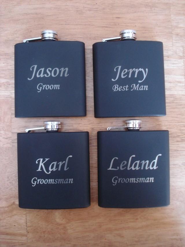 6 Personalized Black Flasks - Great Gift For Groomsmen, Best Man ...
