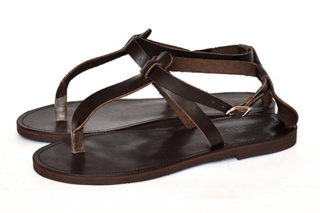 Leather Sandals / Greek Handmade T-strap Sandals / Thong Women Sandal ...