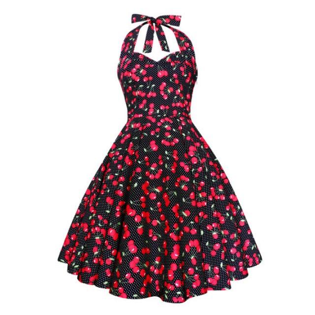 Lady Mayra Vivien Black Red Cherry Dress Polka Dot Vintage 50s ...