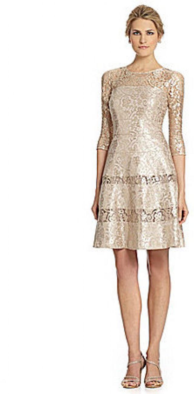 Kay Unger Metallic Lace Fit-and-Flare Dress #2271333 - Weddbook