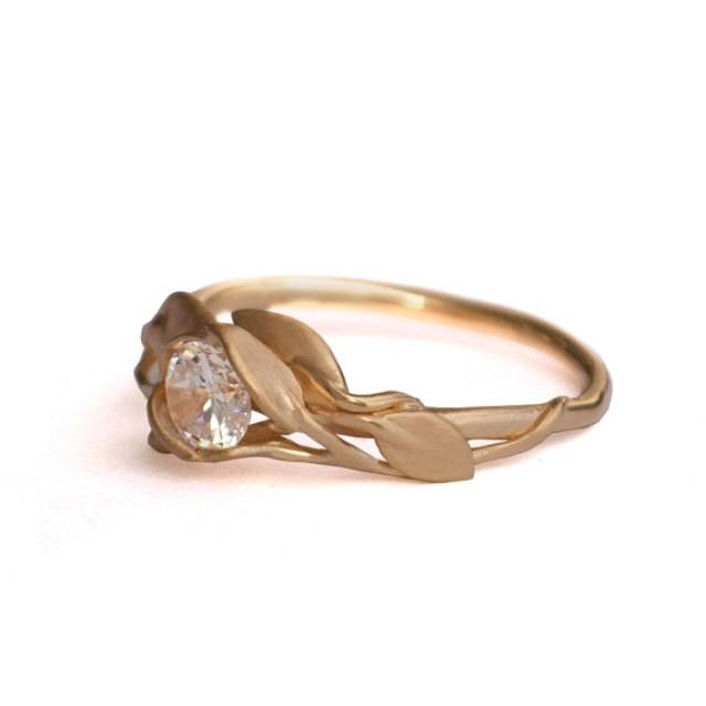 Leaves Engagement Ring - 18K Yellow Gold And Diamond Engagement Ring ...
