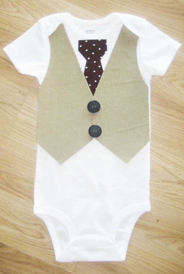 Baby Boy 1st Birthday Outfit Bow Tie With Vest Bodysuit Infant Bow Tan ...