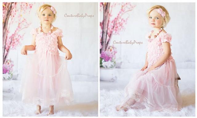 3 Pc Light Pink Girls Lace DRESS SET, Ruffle Dress, Flower Girl Dress ...