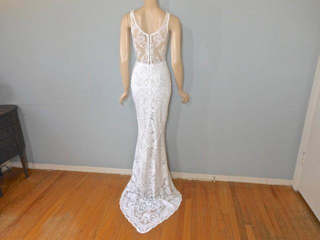 Vintage Inspired Boho Wedding Gown ALENCON Lace Wedding Dress MERMAID ...