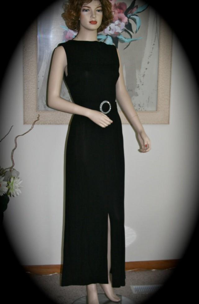 Wicked Gorgeous Black Dress, Vintage 1960s, Rhinestone Belt Buckle ...