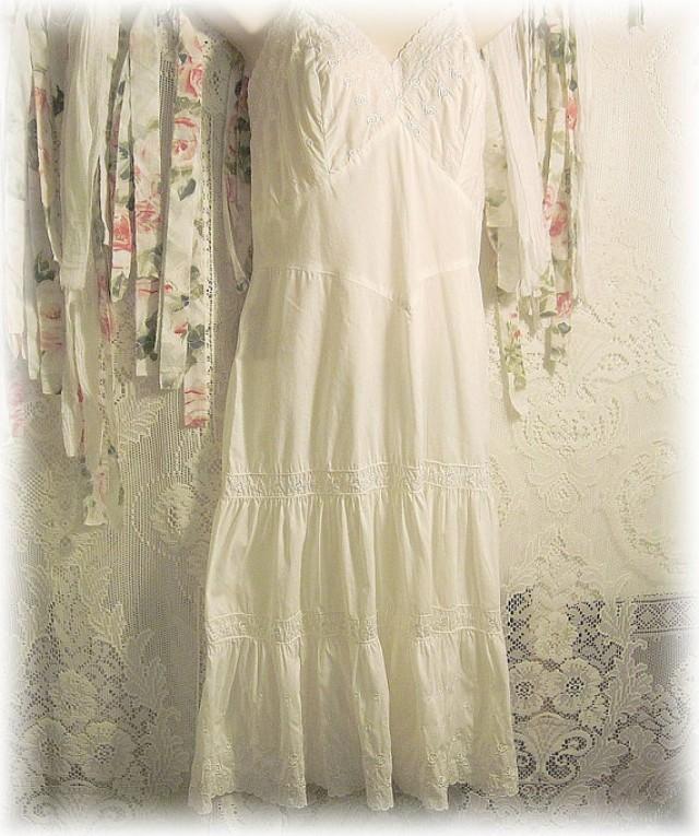 Vintage Full Embroidered Slip - Satin Roses - Full Ruffled Slip ...