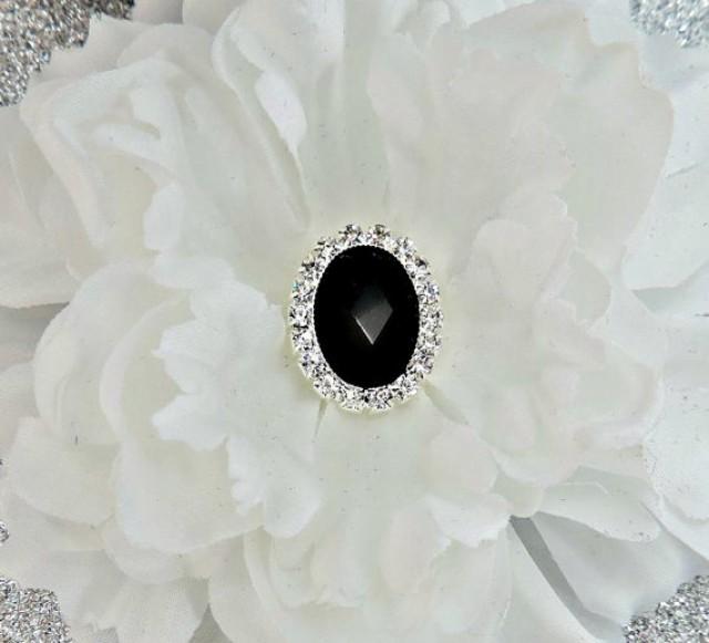 Black Oval Rhinestone Flat Backs W/ Clear Surrounding Rhinestones Flat ...