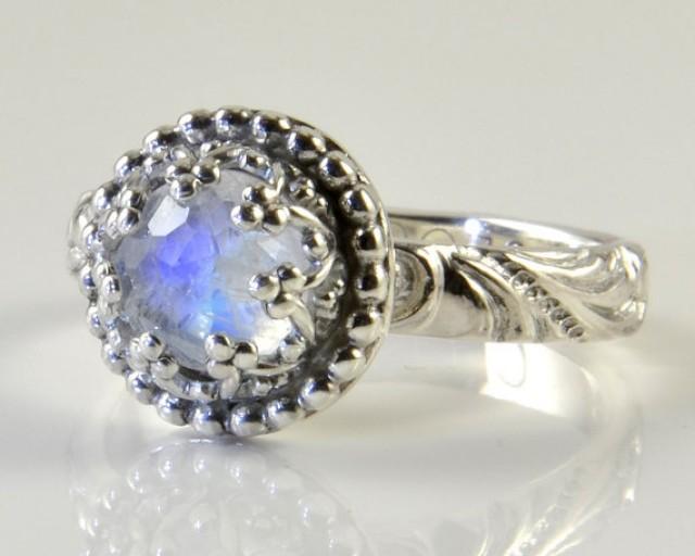 Moonstone Ring, Rainbow Moonstone Ring In Sterling Silver, Faceted ...