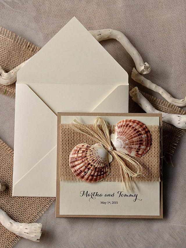 Custom Listing (100) SeaShell Wedding Invitation, Beach Wedding Invitation,  Destination Wedding Invitation, Destination Invitations #2303982 - Weddbook