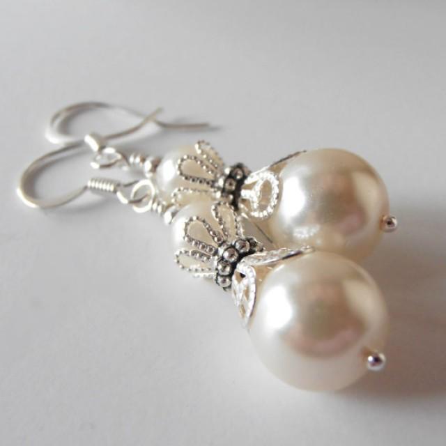 Ivory Pearl Bridal Jewelry, Bridesmaid Earrings, Ivory Bridesmaid ...