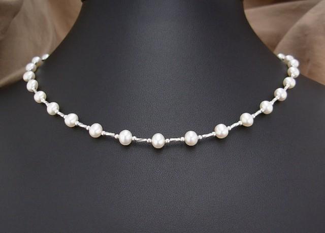 Small To X-Large Necklace - Pearl Necklace With Sterling Silver Spacers ...