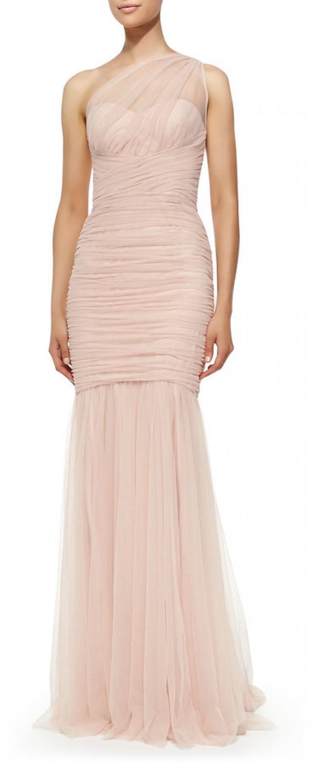 Amsale One-Shoulder Draped Mermaid Gown, Blush #2310188 - Weddbook