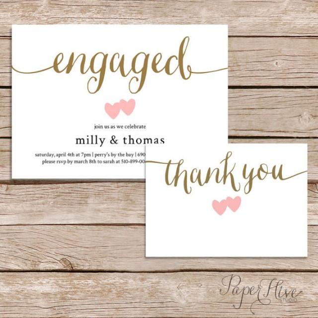 Printable Engagement Party Invitation And Thank You Card Set / Modern ...