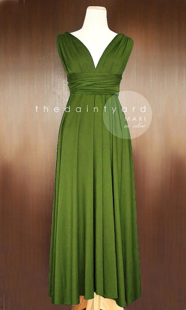 MAXI Olive Bridesmaid Convertible Infinity Multiway Wrap Dress Green ...