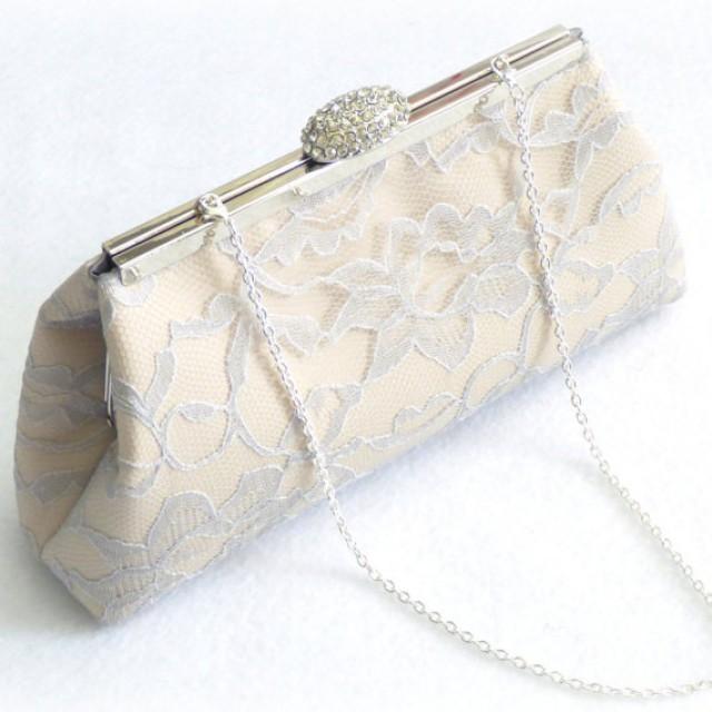 Bridesmaid Gift Clutch, Champagne, Platinum Grey And Steel Grey Bridal ...