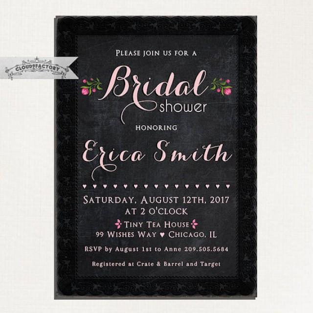 Chalkboard Bridal Shower Invitations Chalk Board Look Digital Printable ...