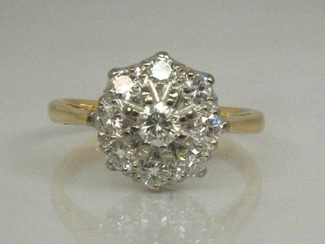 Unique Vintage Diamond Cluster Engagement Ring - Cocktail Ring - 0.56 ...