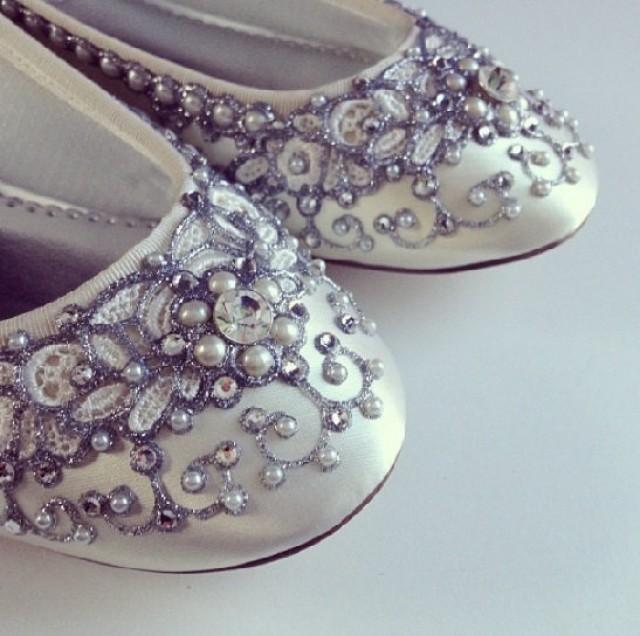 Cinderella's Slipper Bridal Ballet Flats Wedding Shoes - Any Size ...