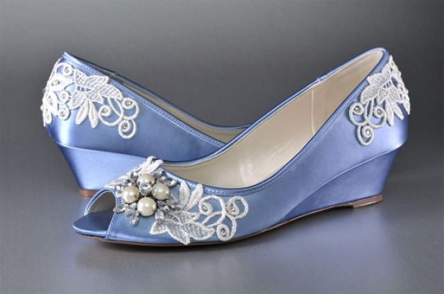Lace Wedge Wedding Shoes - Custom Colors 120 - Women's PBP101.25 Bridal ...